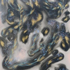 Benedict Yu, ‘The Enlightened Path’, 2022, Acrylic, crayon and charcoal on canvas, 130 x 97 cm. Image from SomoS