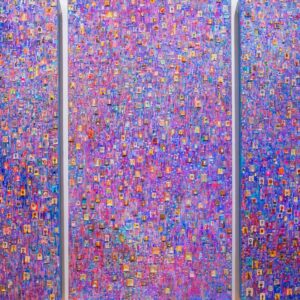 Choy Chun Wei, ‘Windows in the Night Sky: Lockdown Unbound’, 2020 2021, Mixed media on jute canvas, 198 x 320 cm (Triptych). Image from Art & Market