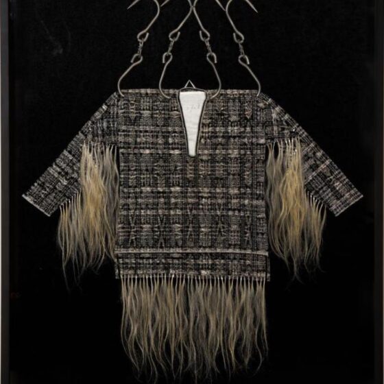 04-Rocky-Cajigan-_Pendulum-Redux-2021-2023-Butcher-hooks-human-hair-Guatemalan-ikat-textile-embroidery-gauze-aluminium-cable-crimps-123-x-150-cm.-Image-from-Sovereign-Art-Foundation