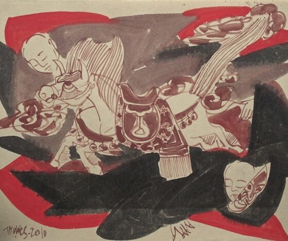 05-Phan-Cam-Thuong-_Horse-Dreams-I-2010-Natural-mineral-colour-on-handmade-traditional-paper-53.3-x-69.8-cm.-Image-from-Artnet