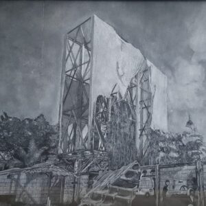 Alvin Zafra, 'Shangri La 006', 2018, white stone on sandpaper, 58.42 x 78.74 cm. Image courtesy of the artist