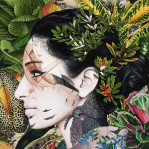 Andres Barrioquinto, 'Tale Teller', 2022, oil on canvas, 44 x 44 x 114 cm. Image from Artsy