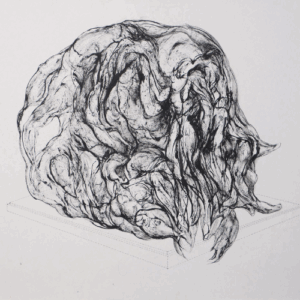 Chatmongkol Insawang, ‘Body of mind no.5’, 2022, ink on paper, 56 x 76 cm. Image from Richard Koh Fine Art