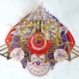 Denver Garza, 'Regal', 2020, watercolor and gouache on watercolor paper, various papers, sequins, thread, 41.9 x 30.5 cm. Image from Artery Art Space