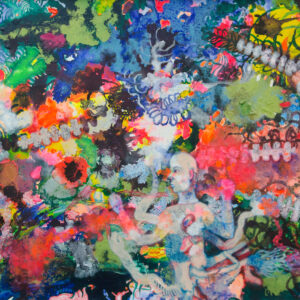 Entang Wiharso, 'Reconstruction Floating Garden', 2018, Ink acrylic glitter and car paint on canvas, 145 x 214 cm, Image courtesy of Mizuma Gallery