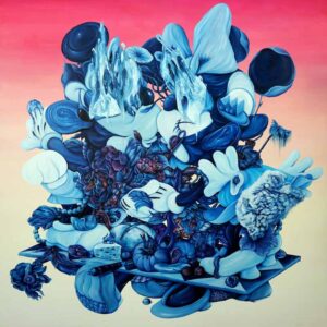 Gilang Fradika, 'Summer Kisses, Winter Tears', 2019, acrylic and oil on canvas, 200 x 200 x 5 cm. Image from Mizuma Gallery