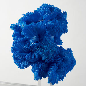 Grace Tan, 'Dreaming of the Azurite Grove', 2021, Assorted blue polyamide cable fasteners and tags, clear acrylic rod, H38 x W26 x D26 cm Image courtesy of FOST Gallery