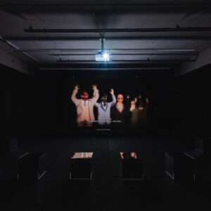 Ho Tzo Nyen, 'The 49th Hexagram', 2020, synchronised double channel HD projection, 6 channel sound, 30 min 30 seconds. Image from Kiang Malingue