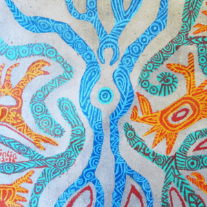 Htein Lin, 'Recyled 1705', 2016, acrylic on recycled cardboard, 92 x 76 cm. Image from Retour de Voyage