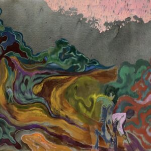 Khairulddin Wahab, 'Pushing Tides', 2022, acrylic on linen, 160 x 190 cm. Image from Cuturi Gallery