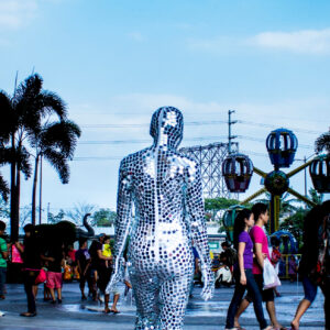 Lilibeth Cuenca Rasmussen 'Mobile Mirrors', 2012, Live performance in Manila, photo by Martin Vidanes
