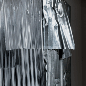 Luis Antonio Santos, 'Untitled (Structures)', 2022, oil on canvas and galvanized iron sheet, 152.5 x 243.8 x 15 cm. Image from FOST Gallery