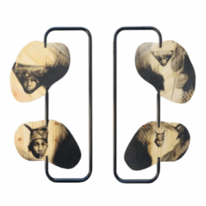 Maharani Mancanagara, ‘Adat Manurun, Syarak Mandaki #2’, 2022, charcoal on wood, steel, 125 x 150 x 5 cm. Image from The Artling