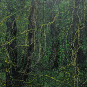 Mangu Putra, ‘Rimba (Jungle)’, 2021, oil on linen, 200 x 400 cm. Image from Ocula