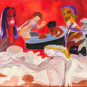 Nicholas Grafia, 'Soaping In The Grime', 2021, acrylic and graphite on canvas, 160 x 180 cm. Image from Peres Projects