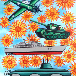 Pen Robit, ‘Floral Bombardments’, 2020, oil on canvas 200x155cm. Photo courtesy RKFA