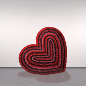 Samuel Xun, 'Old Habits Cry Hard', 2022, wall paint, glitter, ribbon, and polyvinyl acetate wood glue on a wood base, 70 x 70 x 10 cm. Image from Art & Market