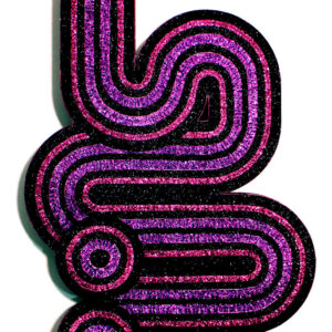 Samuel Xun, 'You're Repeating the Same Mistakes', 2022, wall paint, glitter, ribbon, and polyvinyl acetate wood glue on a wood base, 72 x 47 x 7 cm. Image from Artsy