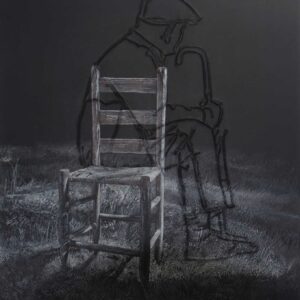 Taufik Ermas, 'Drowning in Silence before Midnight #3', 2019, acrylic on modified canvas, 130 x 110 cm. Image from Artsy