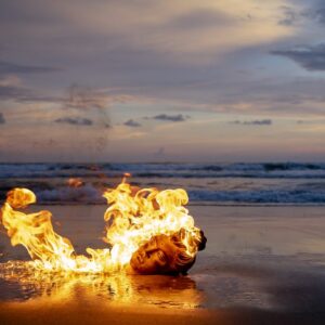 Tuan Andrew Nguyen, 'A Lotus in a Sea of Fire', 2020, pigment print on Hahnemuhle paper, 69 x 122 cm. Image from ArtReview