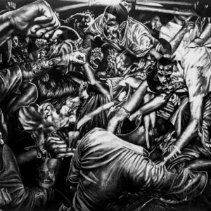 Victor-Balanon-’Smells-like-Fugazi’-2020-ink,-charcoal-oil-pastel-on-canvas,-121.92x162.54cm.-Photo-courtesy-of-Mind-Set-Art-Center