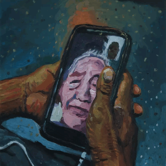 Yeo Tze Yang, 'Calling Home', 2021, oil on canvas, 35.6 x 25.4 cm. Image from Artsy